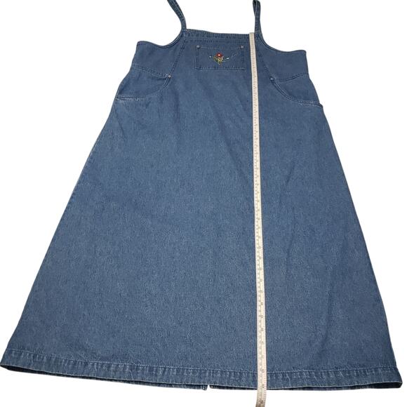 Denim & Co. Vintage Blue Denim Overall Maxi Dress Size L Farmhouse Boho Style - Picture 10 of 13